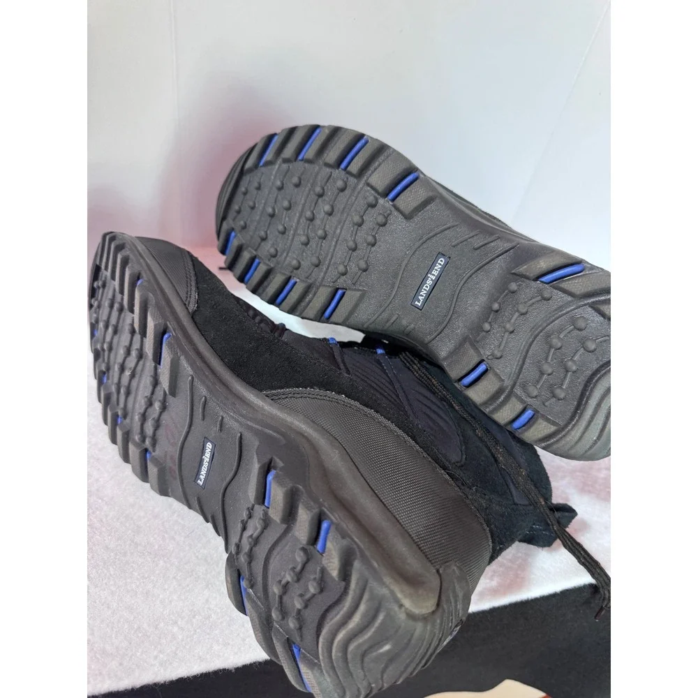 Lands End Mens Squall Snow Boots Black Blue Insulated Winter Hiking 9.5 B 34688